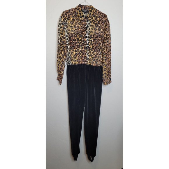 PG Collections Jumpsuit Animal Print Size Med Ginger Bort 1 Piece Stirrup Pants - Picture 1 of 12